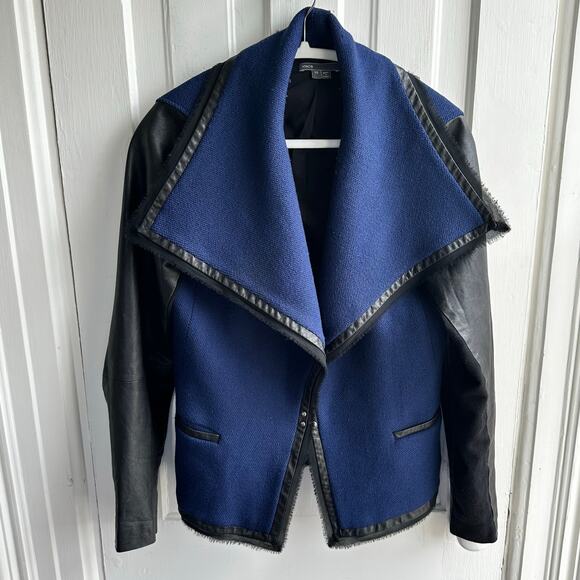 Vince Leather Sleeve Boucle Jacket - Picture 9 of 9